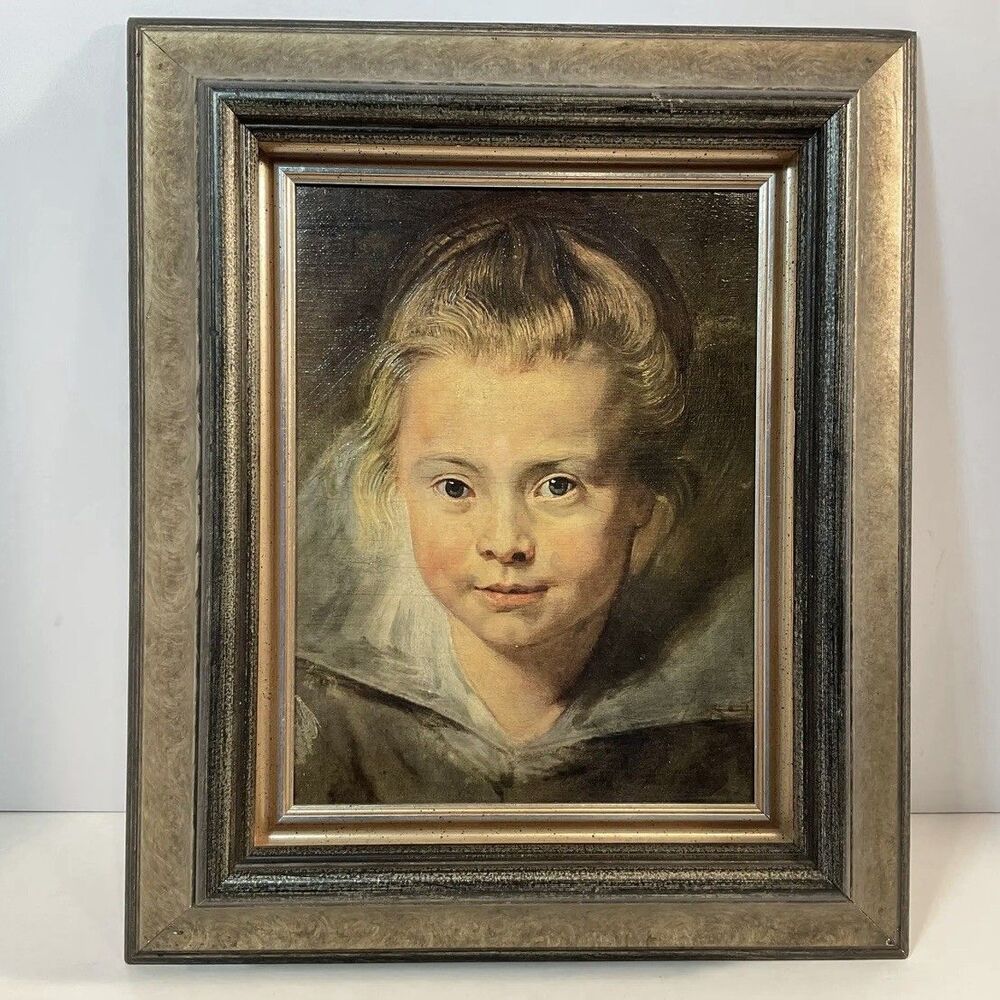 P. P. Rubens Portrait Of A Child Reproduction On Canvas Framed 13” X 16”